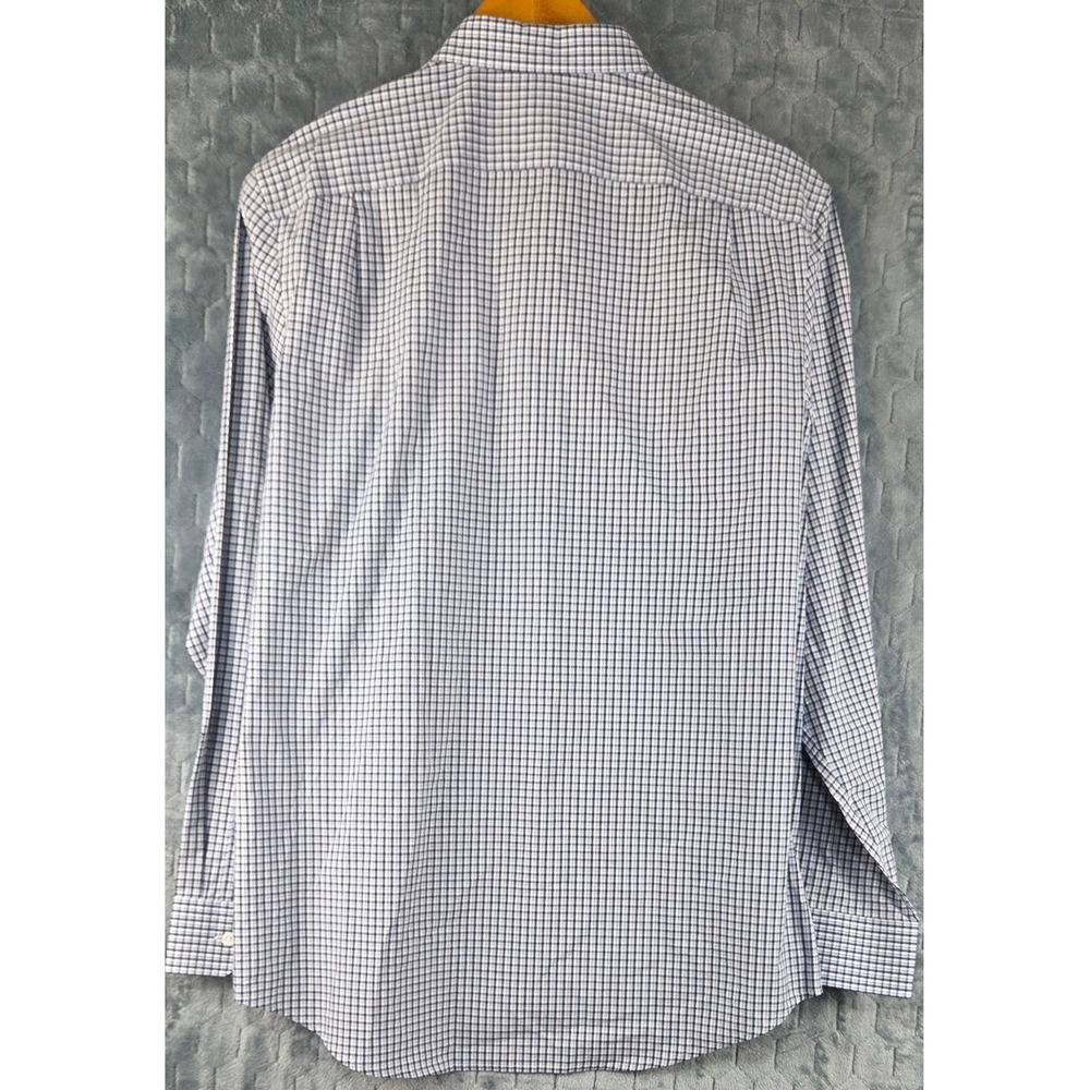 Michael Michael Kors Mens Tailored Fit Button Down Shirt Blue Micro Check L - Picture 2 of 7